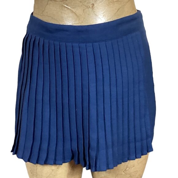 Abercrombie & Fitch Pleated Faux Wrap Mini Skort Skirt Sz 4 Navy/Indigo Blue 42R - Picture 2 of 13